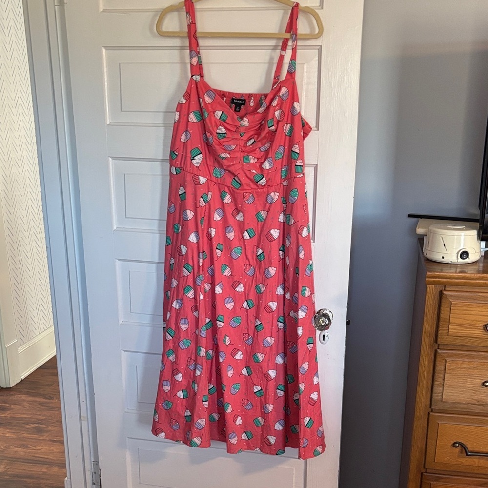 Torrid Pink Ice Cream Cupcake Print Midi Dress